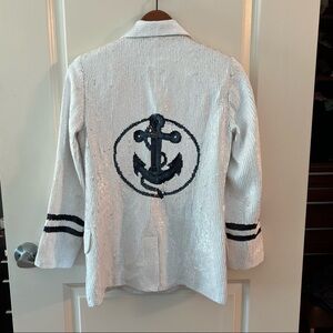 L’AGENCE White And Navy Sequin Blazer